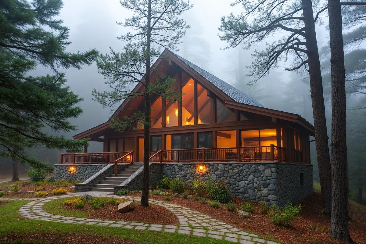 Casa na Mantiqueira em meio à mata de araucárias